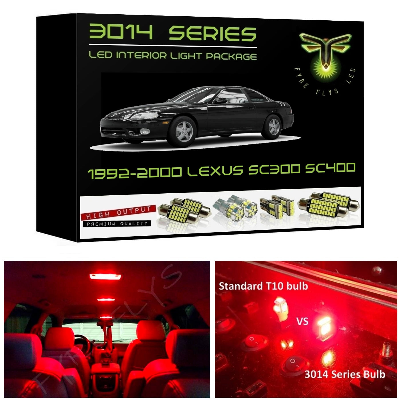 1992-2000 Lexus SC300 SC400 Ultra Bright 3014 Series LED interior light kit