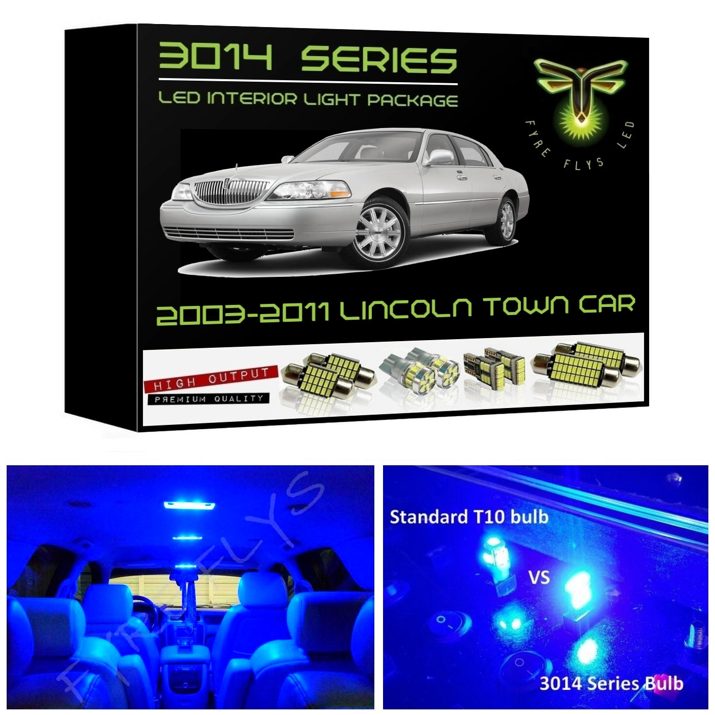 2003-2011 Lincoln Town Car LED interior light kit Ultra Bright 3014 Series