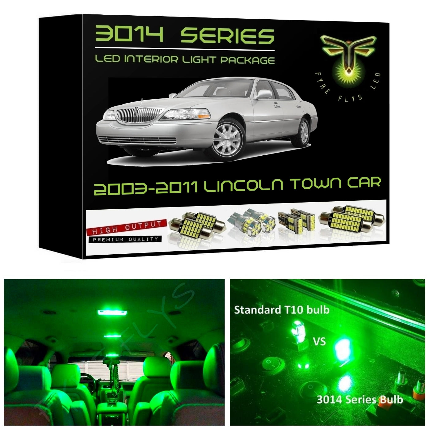 2003-2011 Lincoln Town Car LED interior light kit Ultra Bright 3014 Series