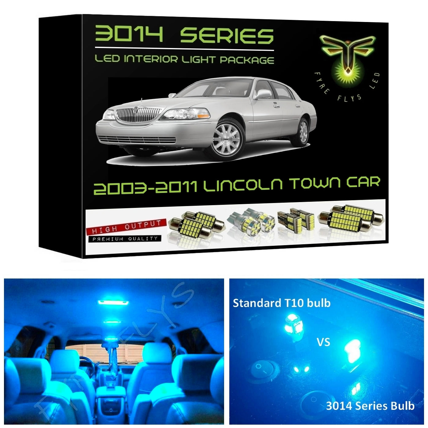 2003-2011 Lincoln Town Car LED interior light kit Ultra Bright 3014 Series