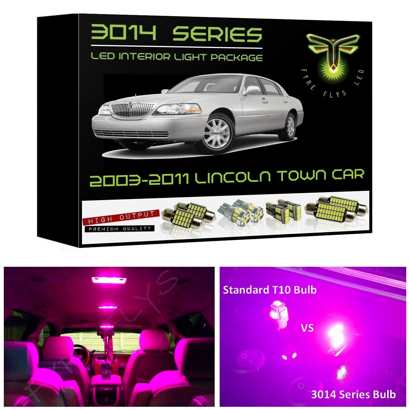 2003-2011 Lincoln Town Car LED interior light kit Ultra Bright 3014 Series
