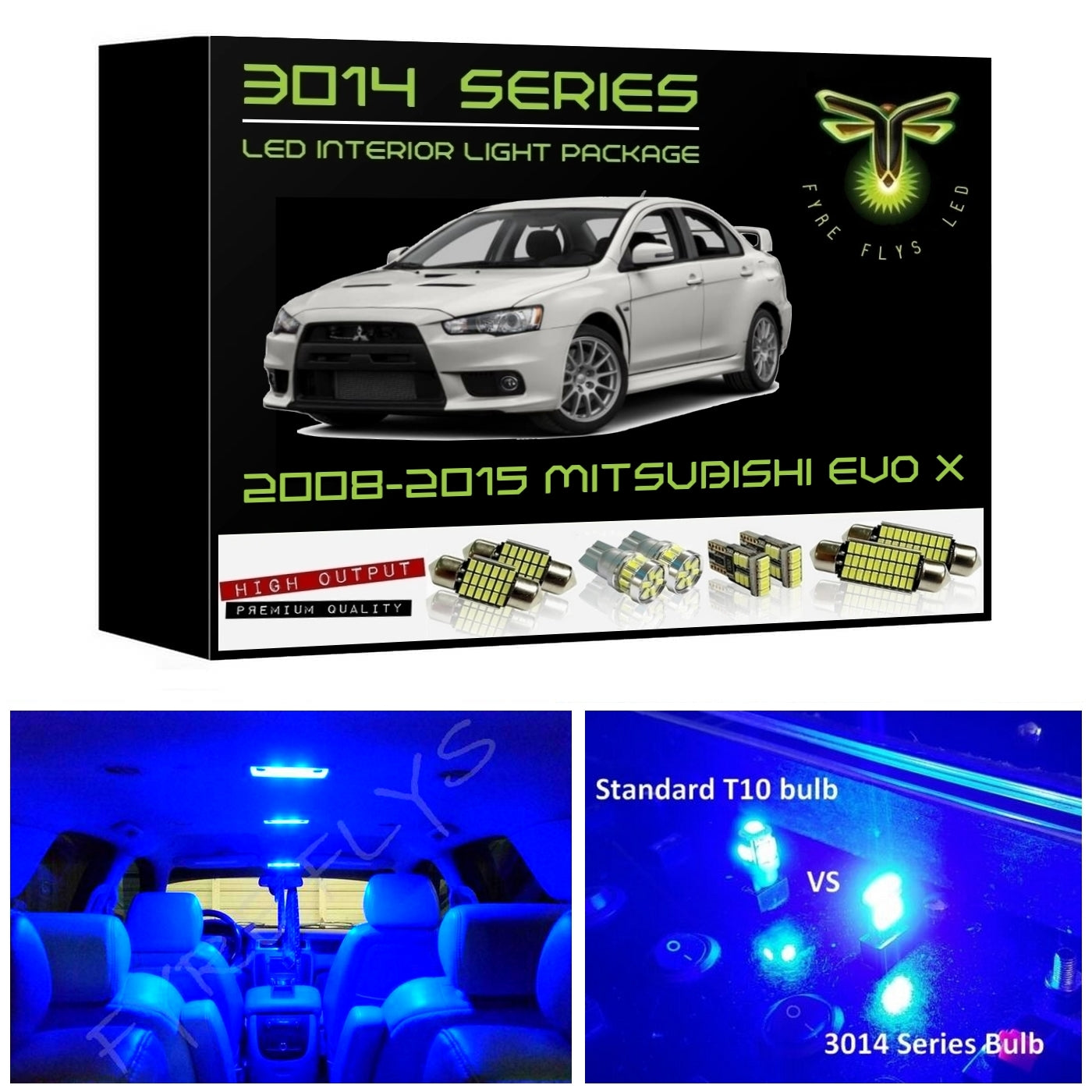2008-2015 Mitsubishi Lancer & Evo X Super Bright 3014 Series LED interior light kit
