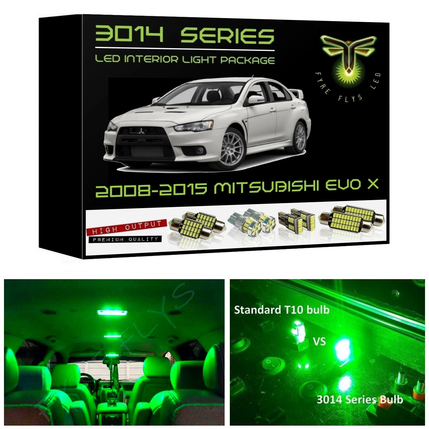 2008-2015 Mitsubishi Lancer & Evo X Super Bright 3014 Series LED interior light kit