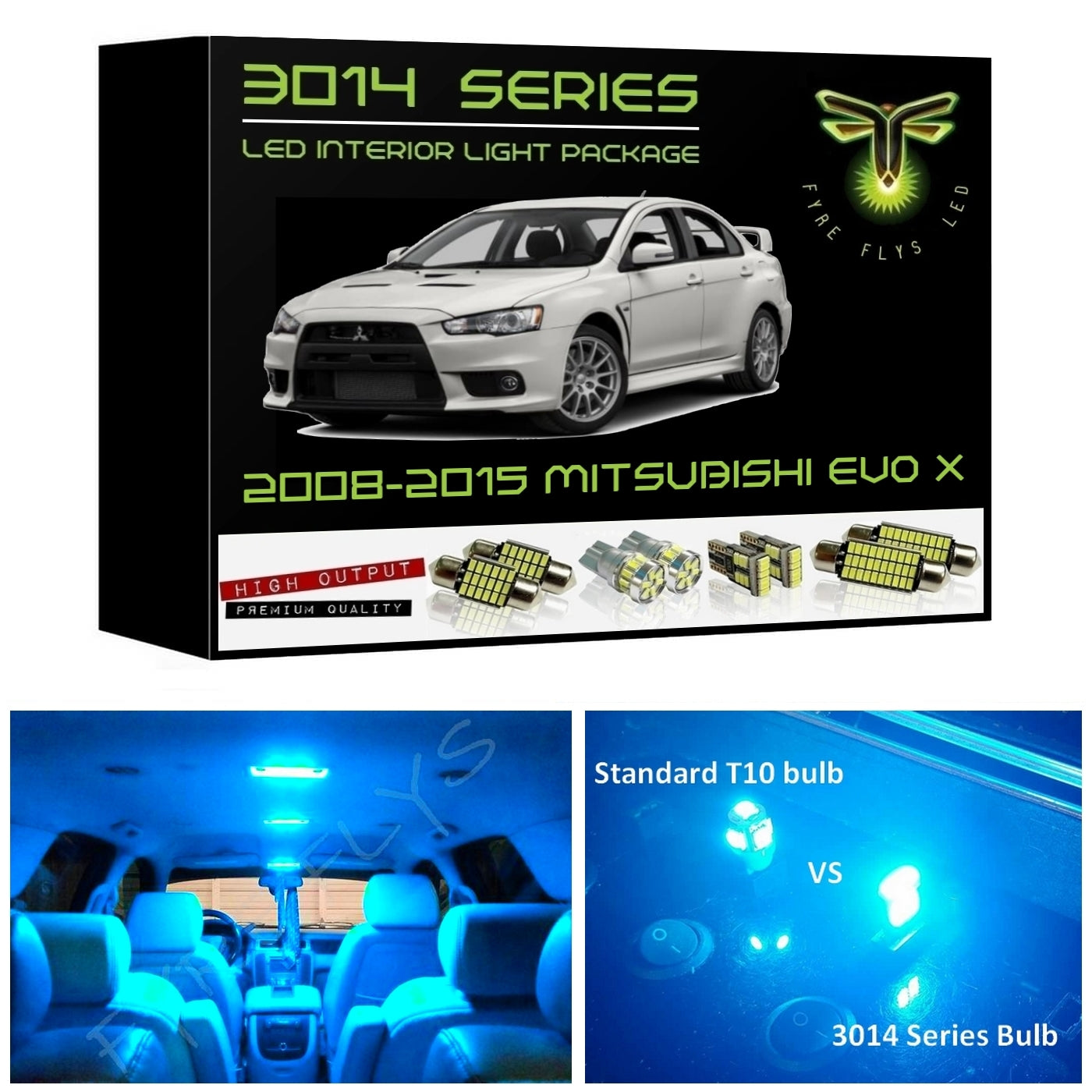 2008-2015 Mitsubishi Lancer & Evo X Super Bright 3014 Series LED interior light kit