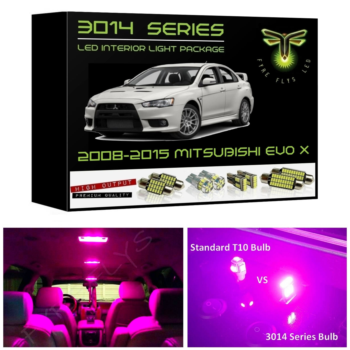 2008-2015 Mitsubishi Lancer & Evo X Super Bright 3014 Series LED interior light kit