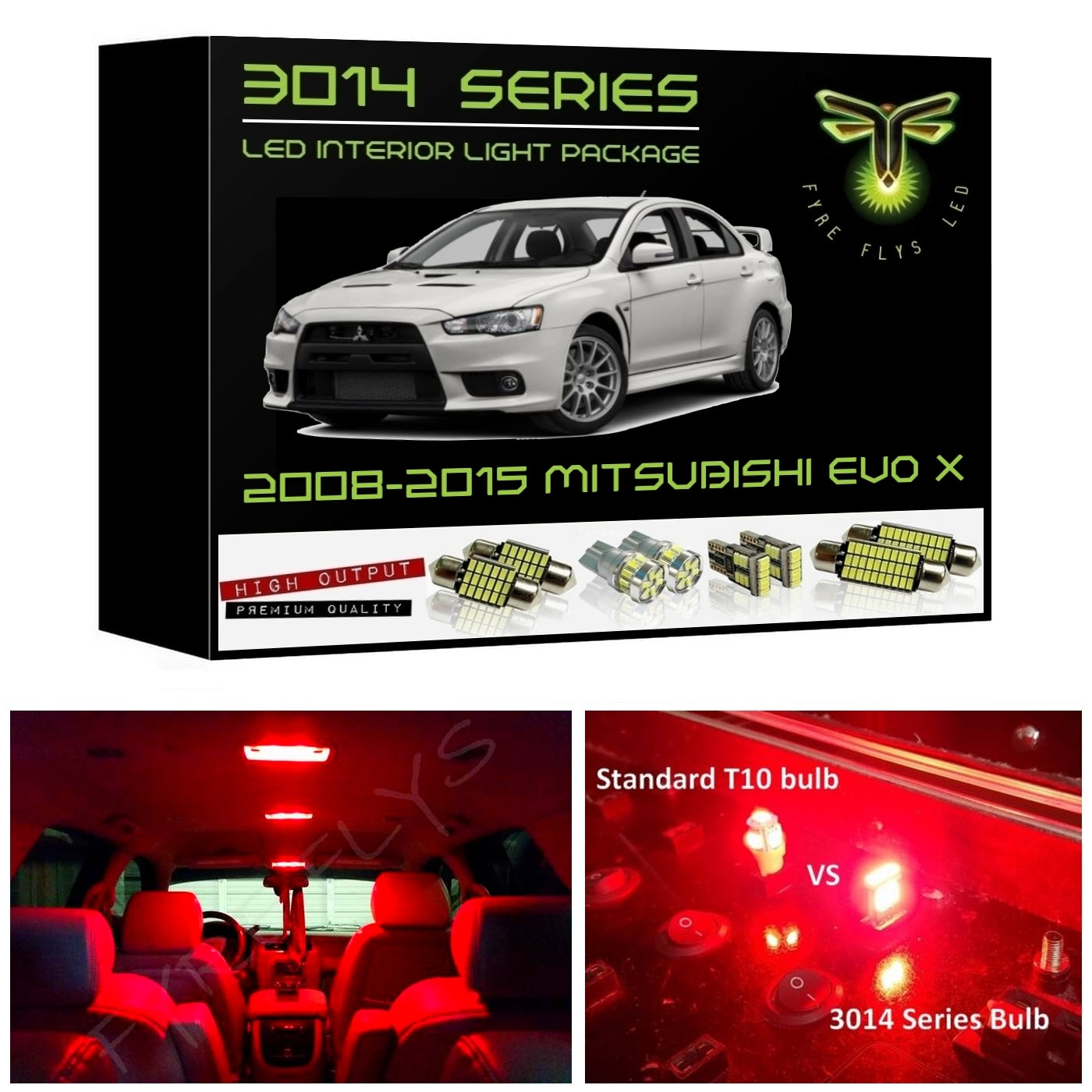 2008-2015 Mitsubishi Lancer & Evo X Super Bright 3014 Series LED interior light kit