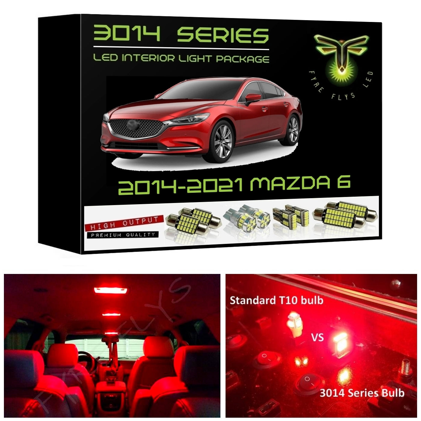 2014-2021 Mazda 6 Super Bright 3014 Series LED interior light kit