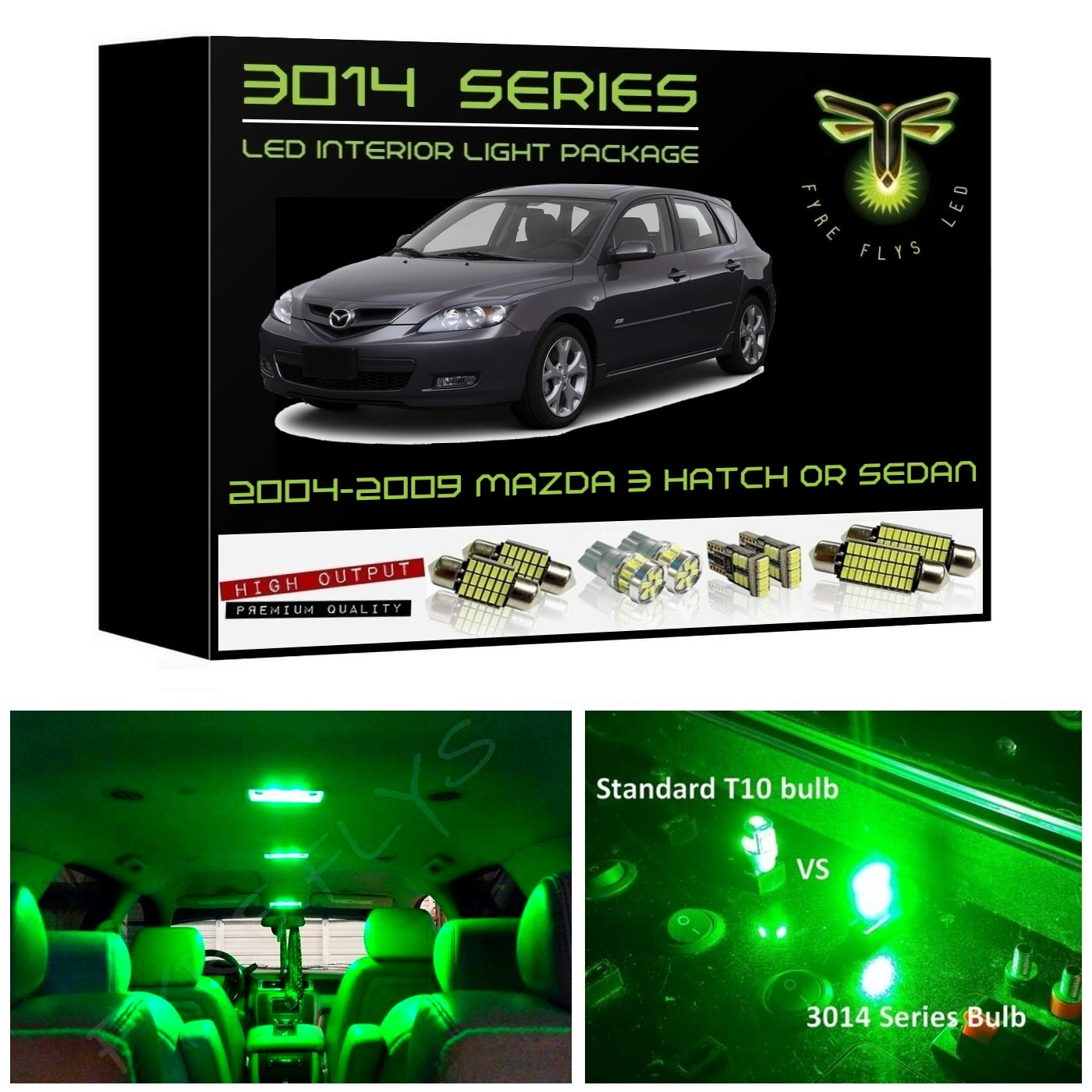 2004-2009 Mazda 3 Super Bright 3014 Series LED interior light kit