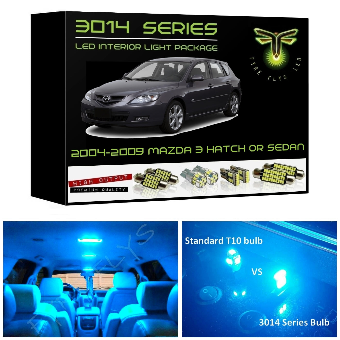 2004-2009 Mazda 3 Super Bright 3014 Series LED interior light kit