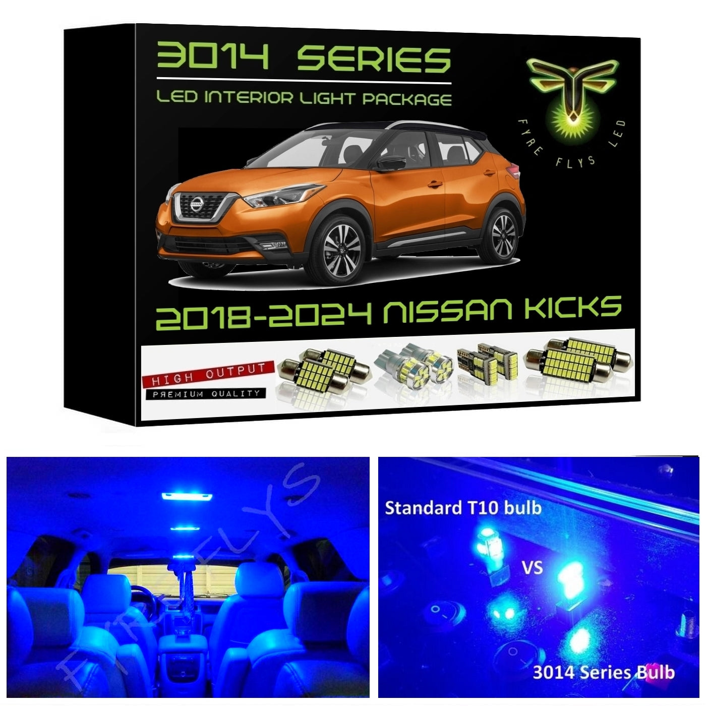 2018-2024 Nissan Kicks Super Bright 3014 Series LED interior light kit