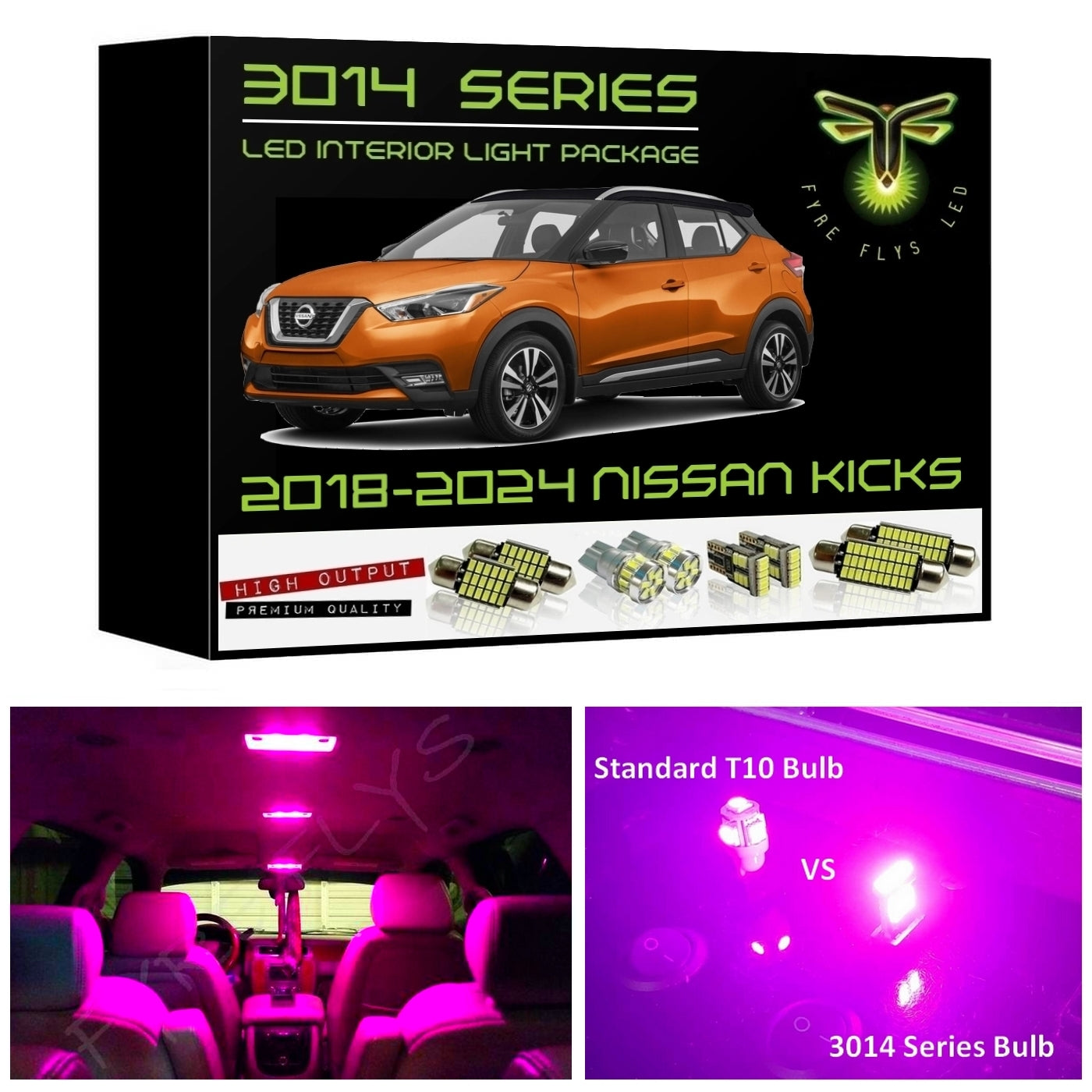 2018-2024 Nissan Kicks Super Bright 3014 Series LED interior light kit