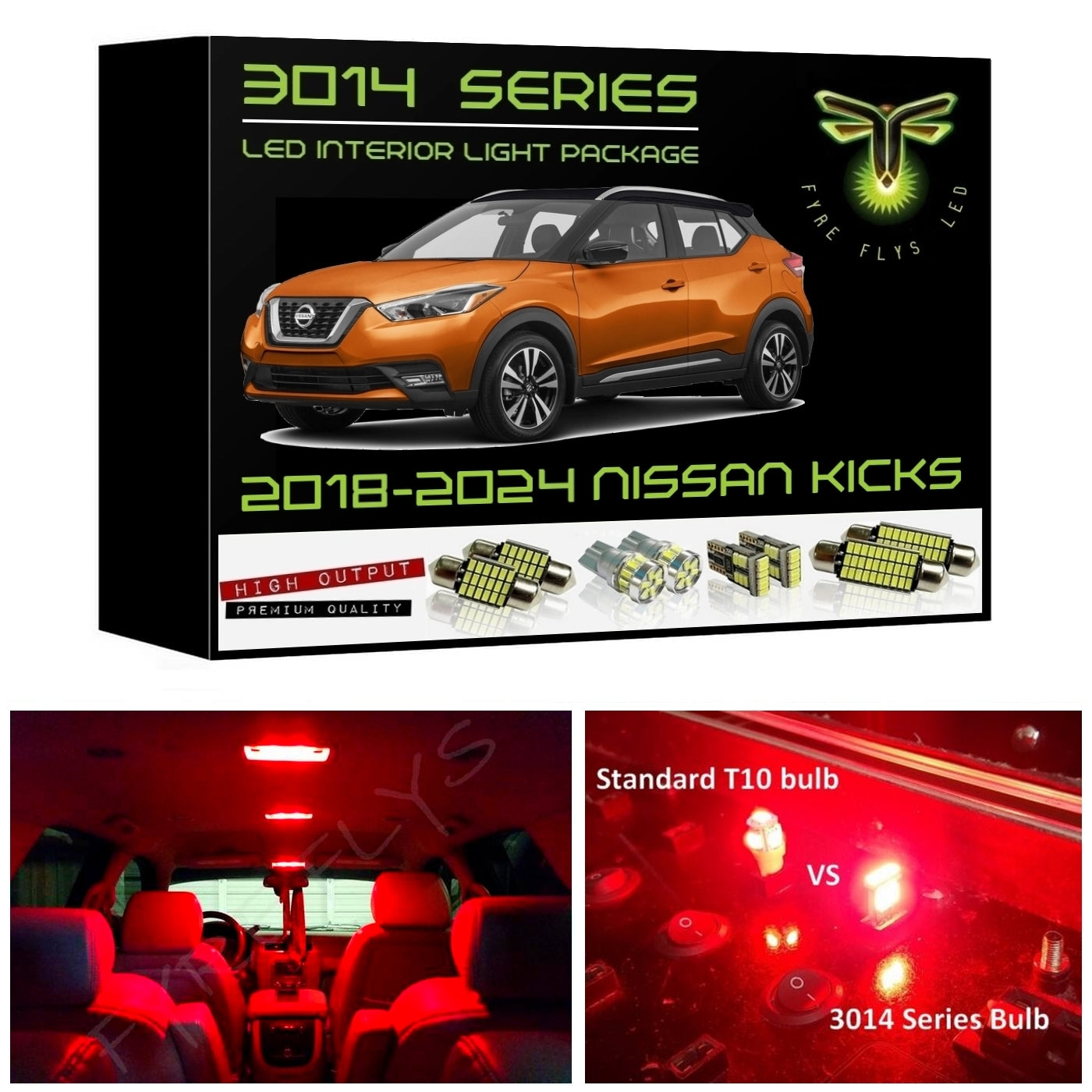 2018-2024 Nissan Kicks Super Bright 3014 Series LED interior light kit