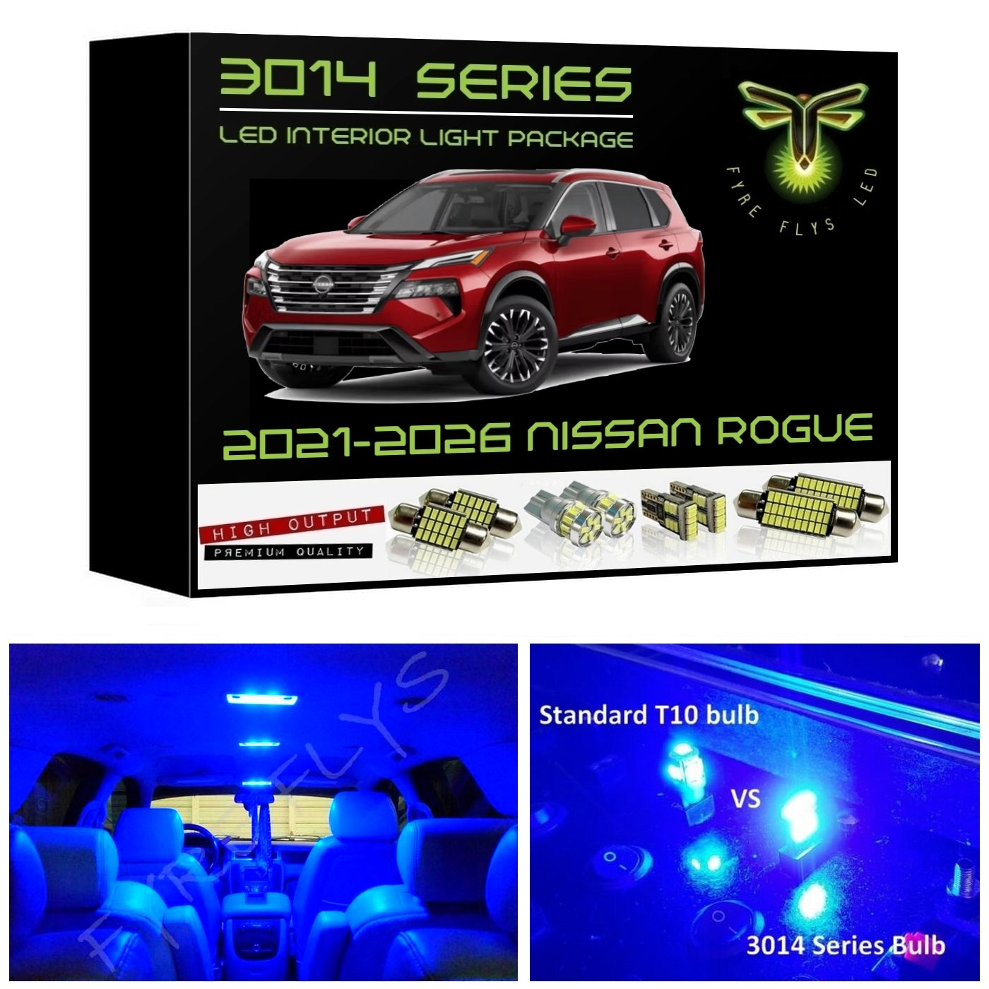 2021-2026 Nissan Rogue LED interior light kit Ultra Bright 3014 Series