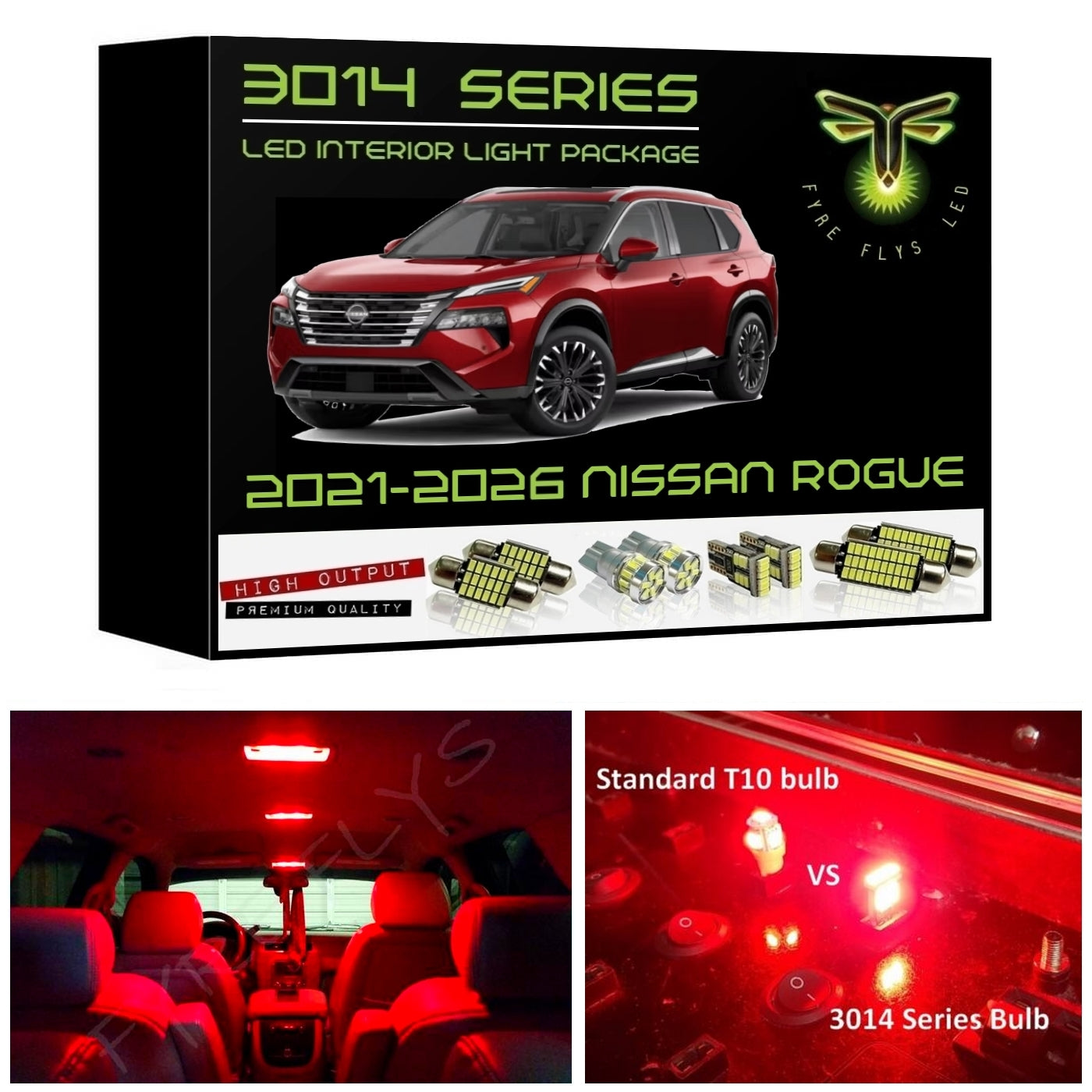 2021-2026 Nissan Rogue LED interior light kit Ultra Bright 3014 Series