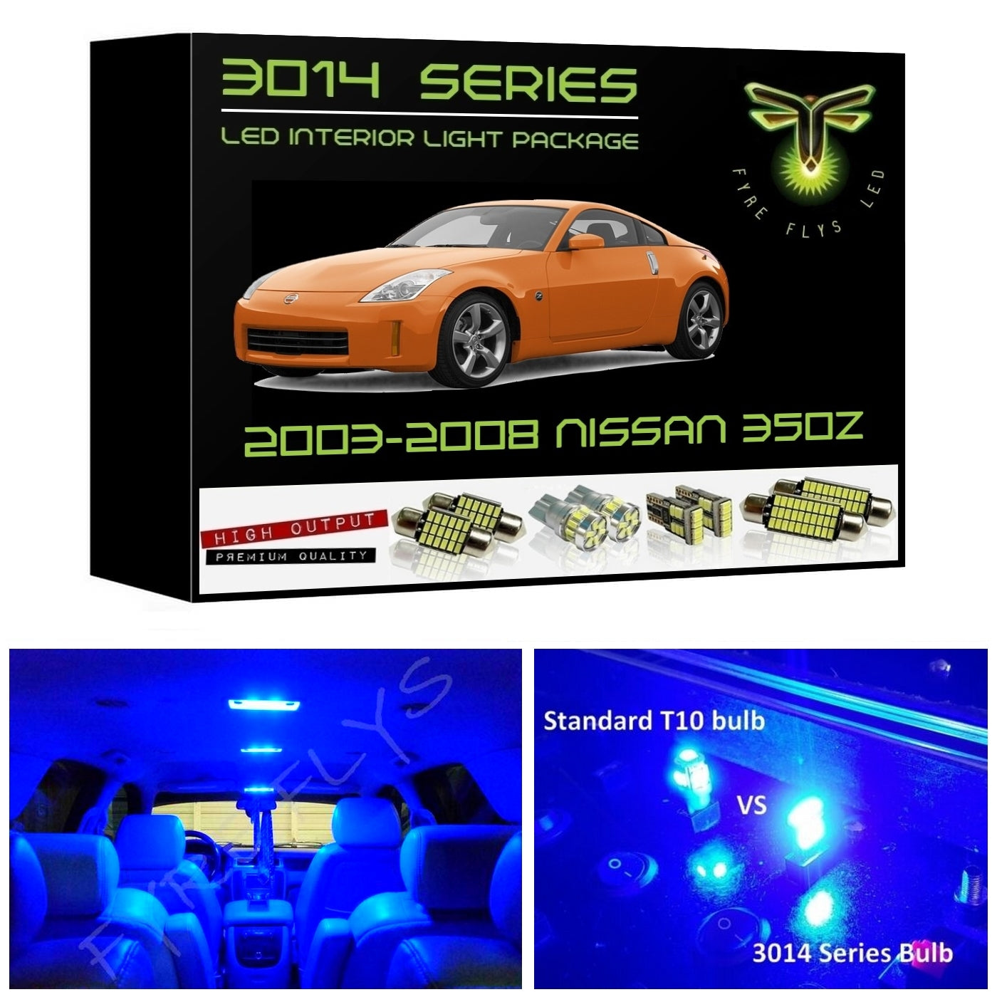 2003-2008 Nissan 350Z LED interior light kit Ultra Bright 3014 Series