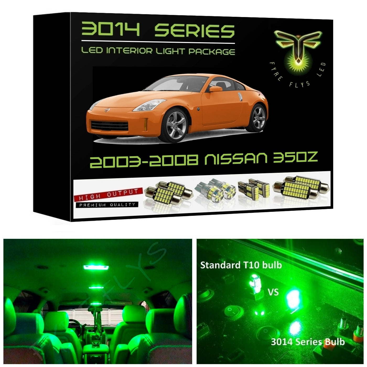 2003-2008 Nissan 350Z LED interior light kit Ultra Bright 3014 Series