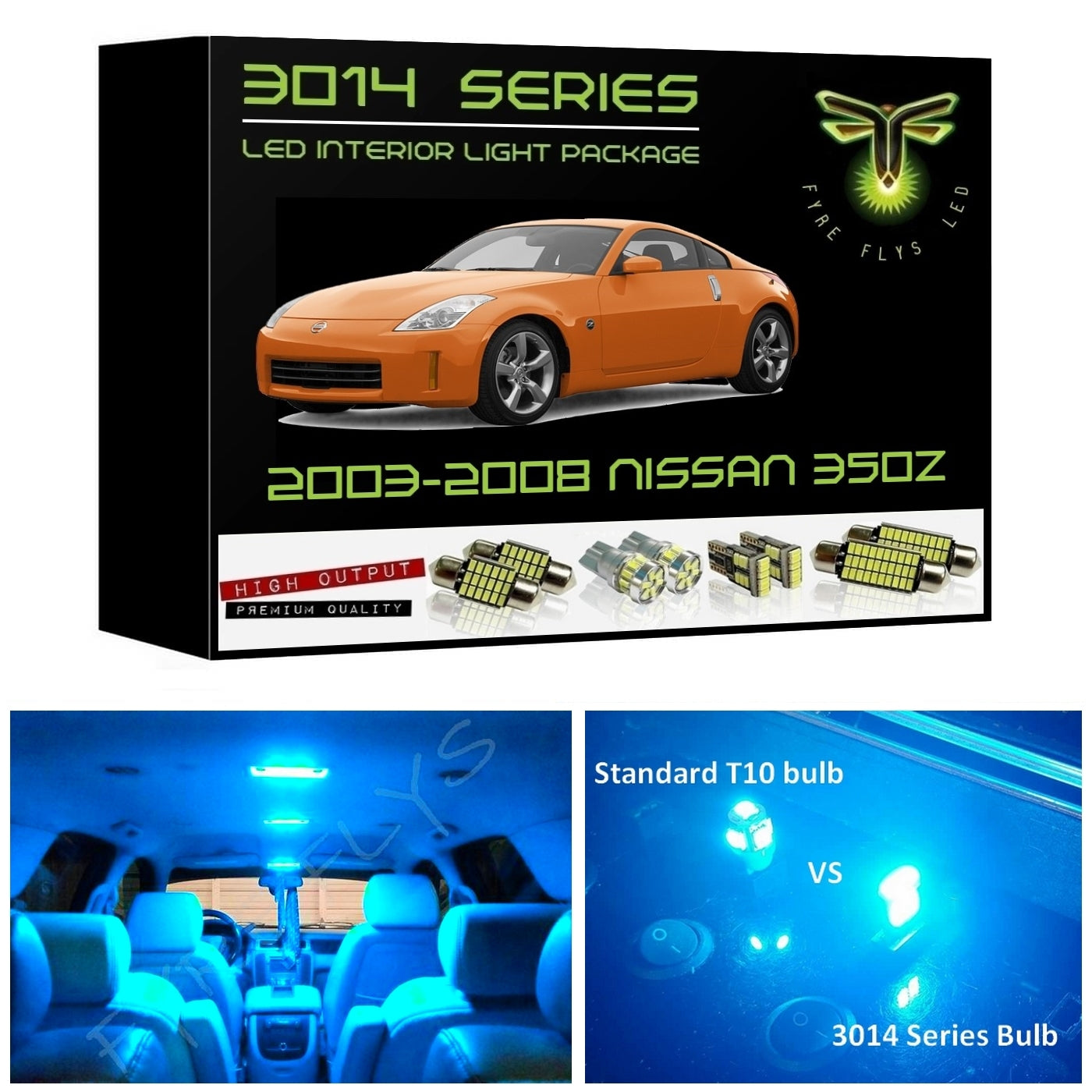 2003-2008 Nissan 350Z LED interior light kit Ultra Bright 3014 Series