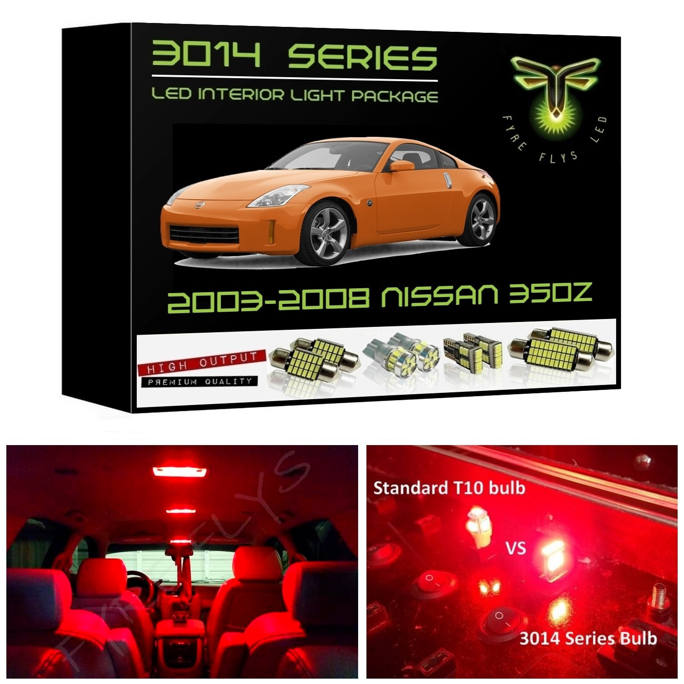 2003-2008 Nissan 350Z LED interior light kit Ultra Bright 3014 Series