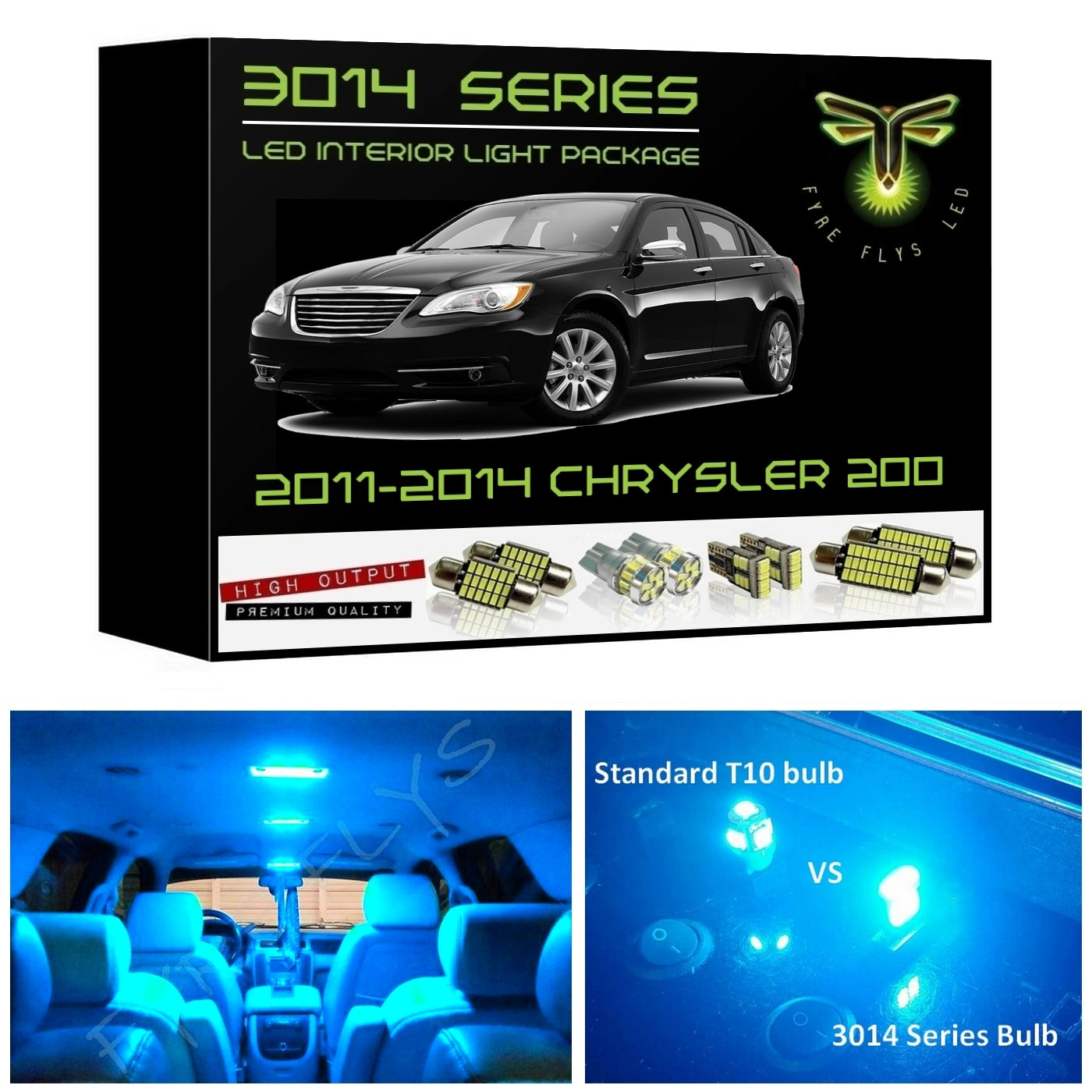 2011-2014 Chrysler 200 Super Bright 3014 Series LED interior light kit