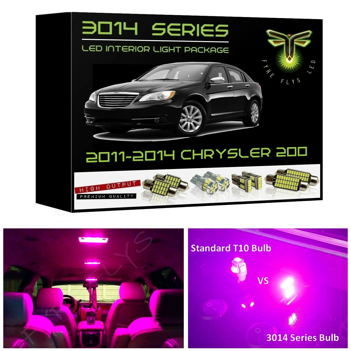 2011-2014 Chrysler 200 Super Bright 3014 Series LED interior light kit