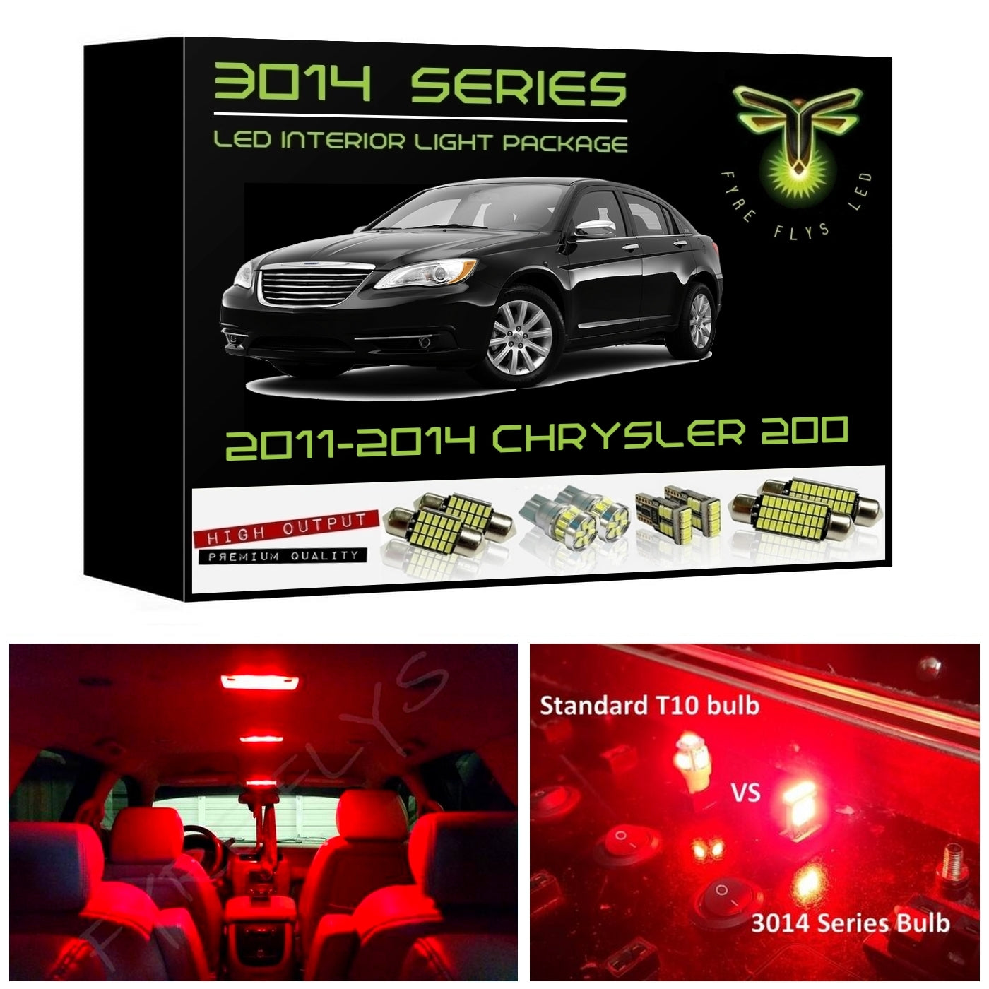 2011-2014 Chrysler 200 Super Bright 3014 Series LED interior light kit