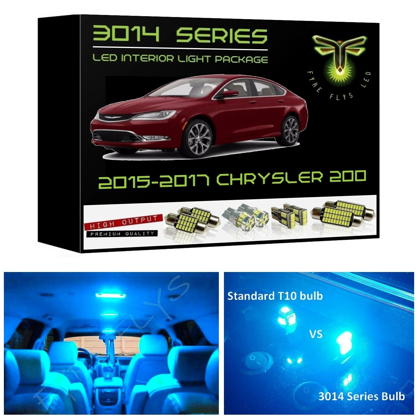 2015-2017 Chrysler 200 Super Bright 3014 Series LED interior light kit