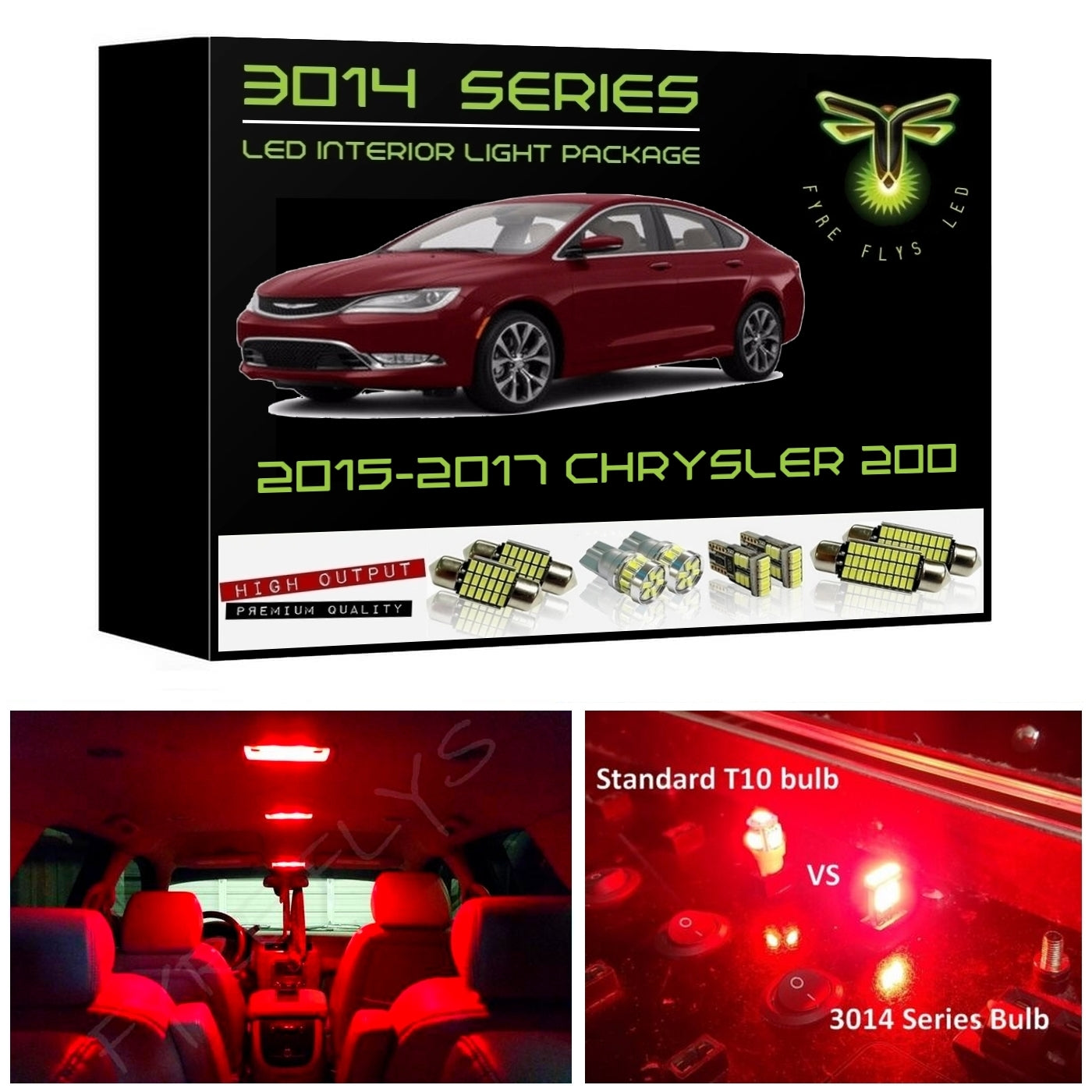 2015-2017 Chrysler 200 Super Bright 3014 Series LED interior light kit