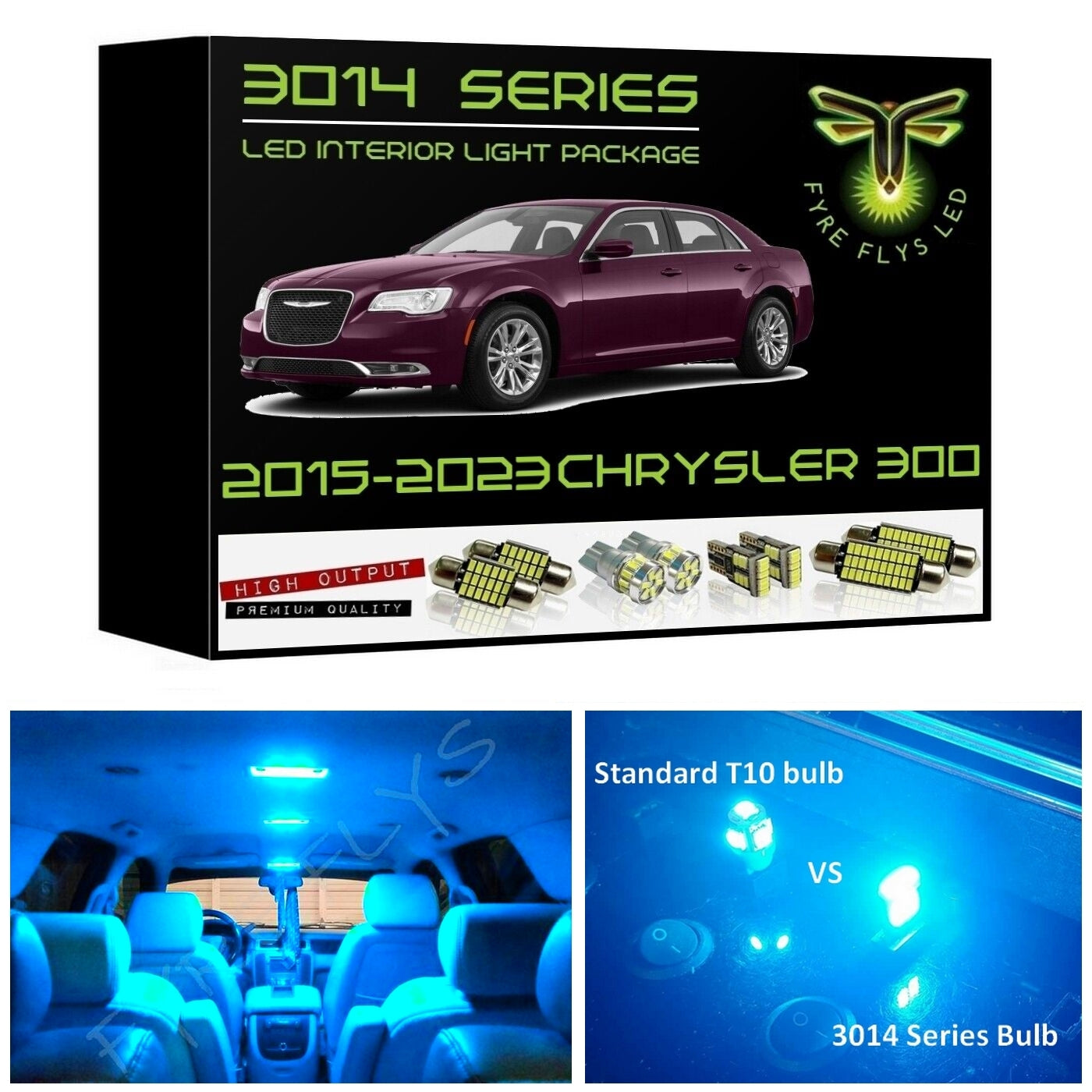 2015-2023 Chrysler 300 Super Bright 3014 Series LED interior light kit