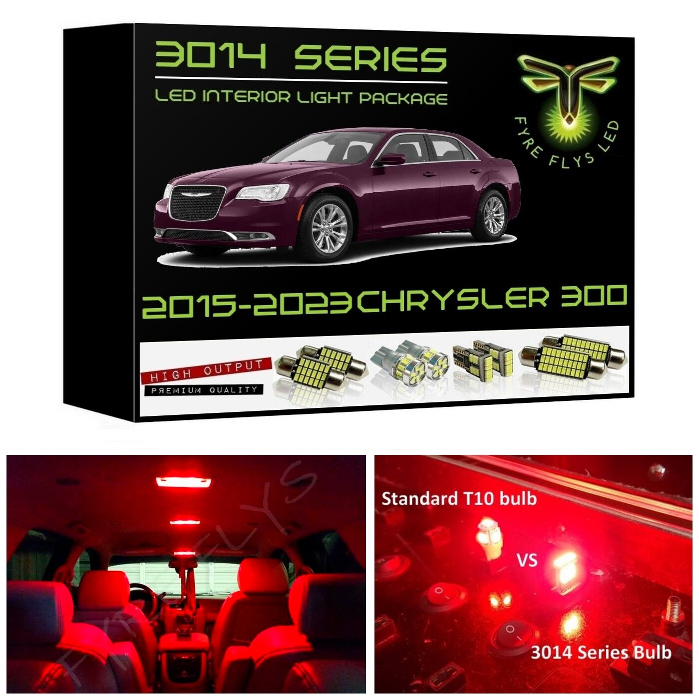 2015-2023 Chrysler 300 Super Bright 3014 Series LED interior light kit