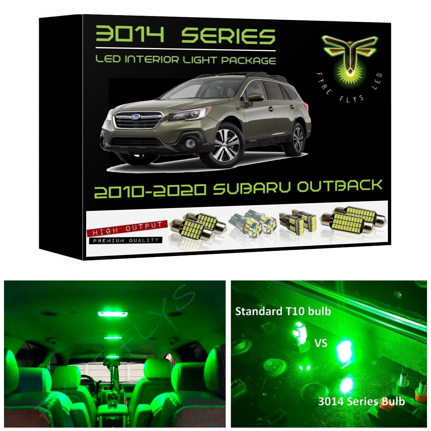 2010-2020 Subaru Outback Super Bright 3014 Series LED interior light kit