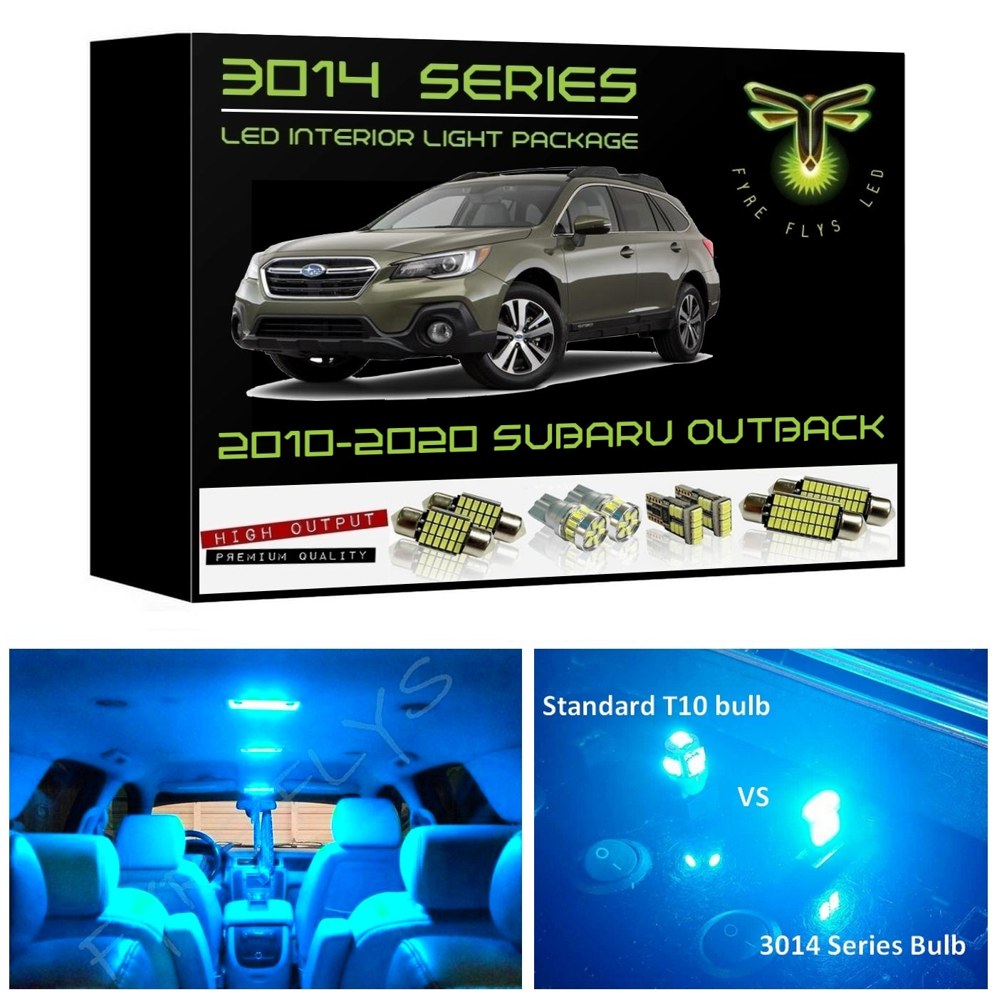 2010-2020 Subaru Outback Super Bright 3014 Series LED interior light kit