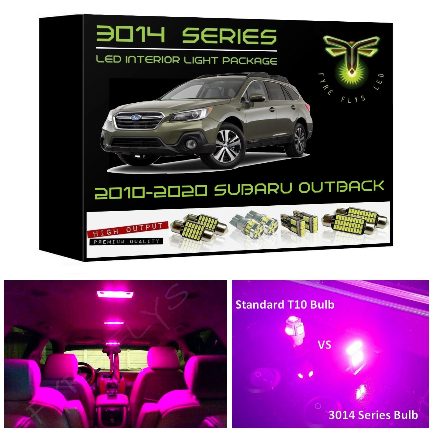 2010-2020 Subaru Outback Super Bright 3014 Series LED interior light kit