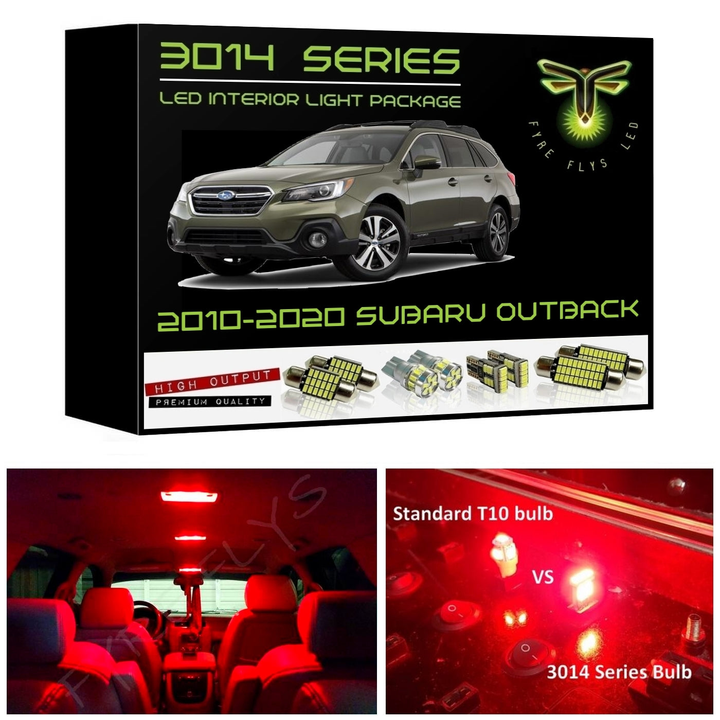 2010-2020 Subaru Outback Super Bright 3014 Series LED interior light kit