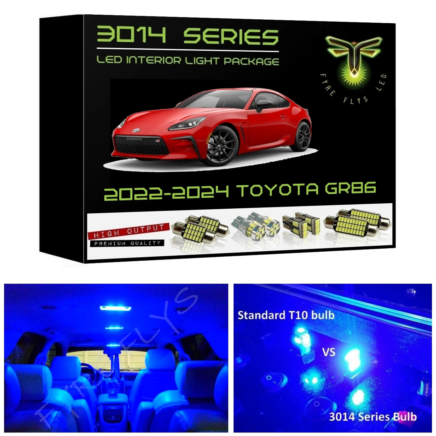 2022-2026 Toyota GR86 Super Bright White 3014 Series LED interior light kit