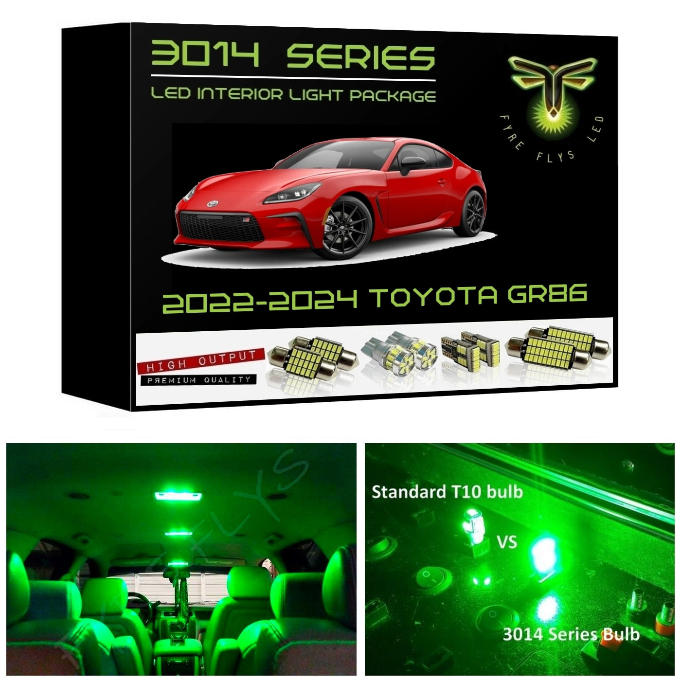 2022-2026 Toyota GR86 Super Bright White 3014 Series LED interior light kit