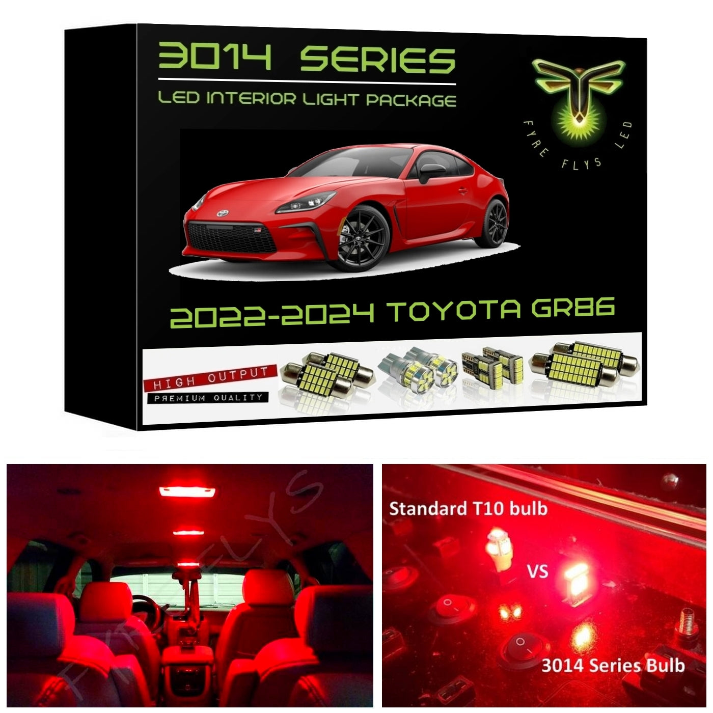 2022-2026 Toyota GR86 Super Bright White 3014 Series LED interior light kit