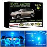 2001-2007 Toyota Highlander Super Bright 3014 Series LED interior light kit