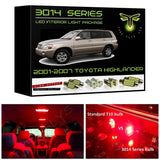 2001-2007 Toyota Highlander Super Bright 3014 Series LED interior light kit