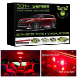 2014-2019 Toyota Highlander Super Bright 3014 Series LED interior light kit