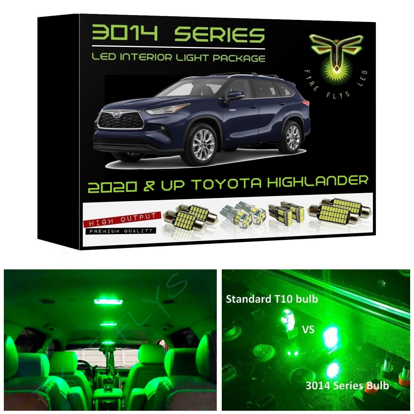 2020-2025 Toyota Highlander Super Bright 3014 Series LED interior light kit