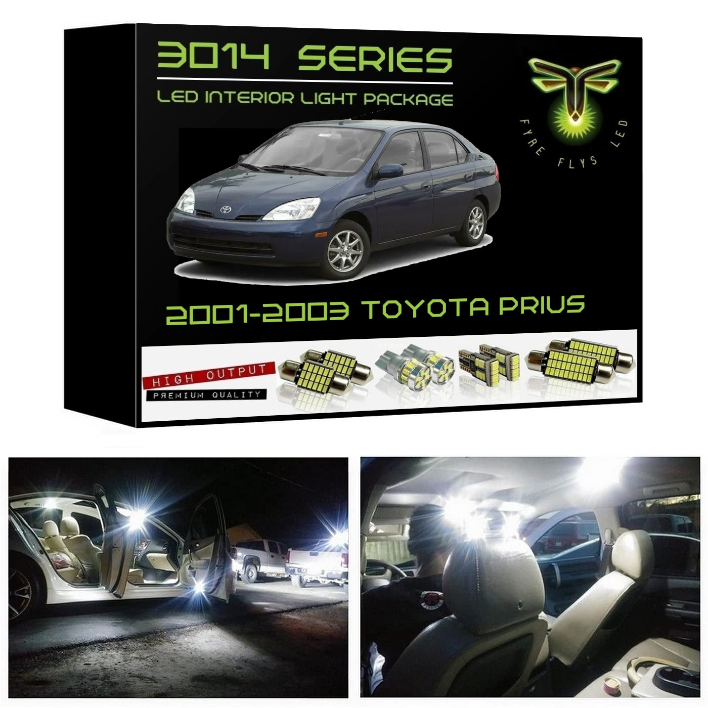 2001-2003 Toyota Prius Super Bright 3014 Series LED interior light kit