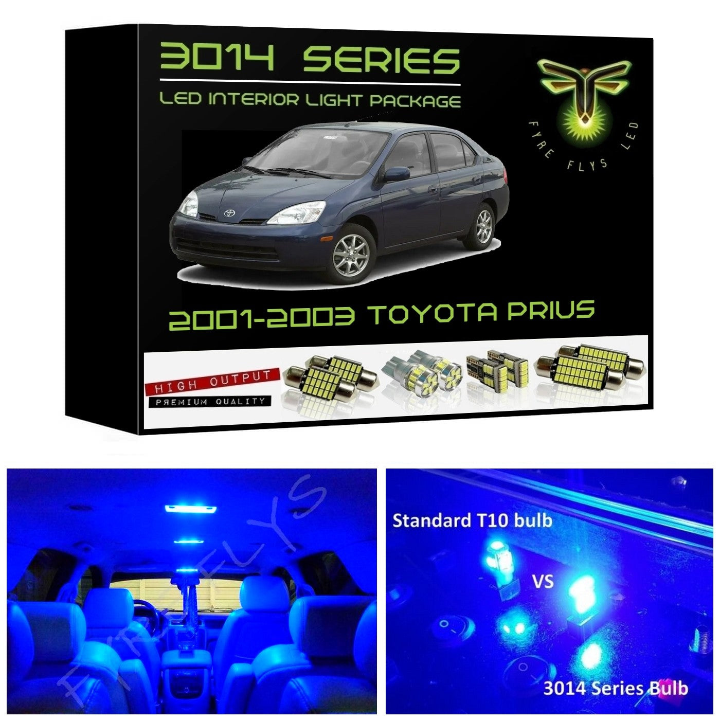 2001-2003 Toyota Prius Super Bright 3014 Series LED interior light kit