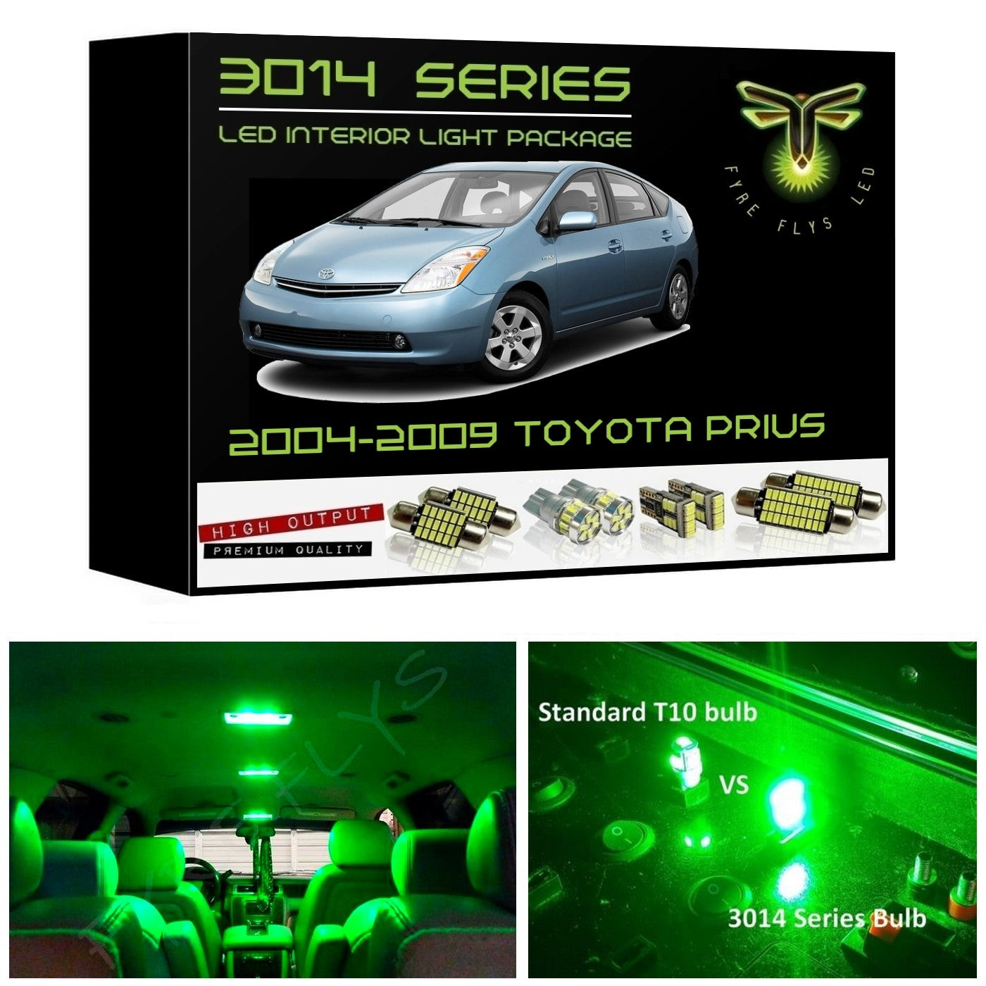 2004-2009 Toyota Prius Super Bright 3014 Series LED interior light kit
