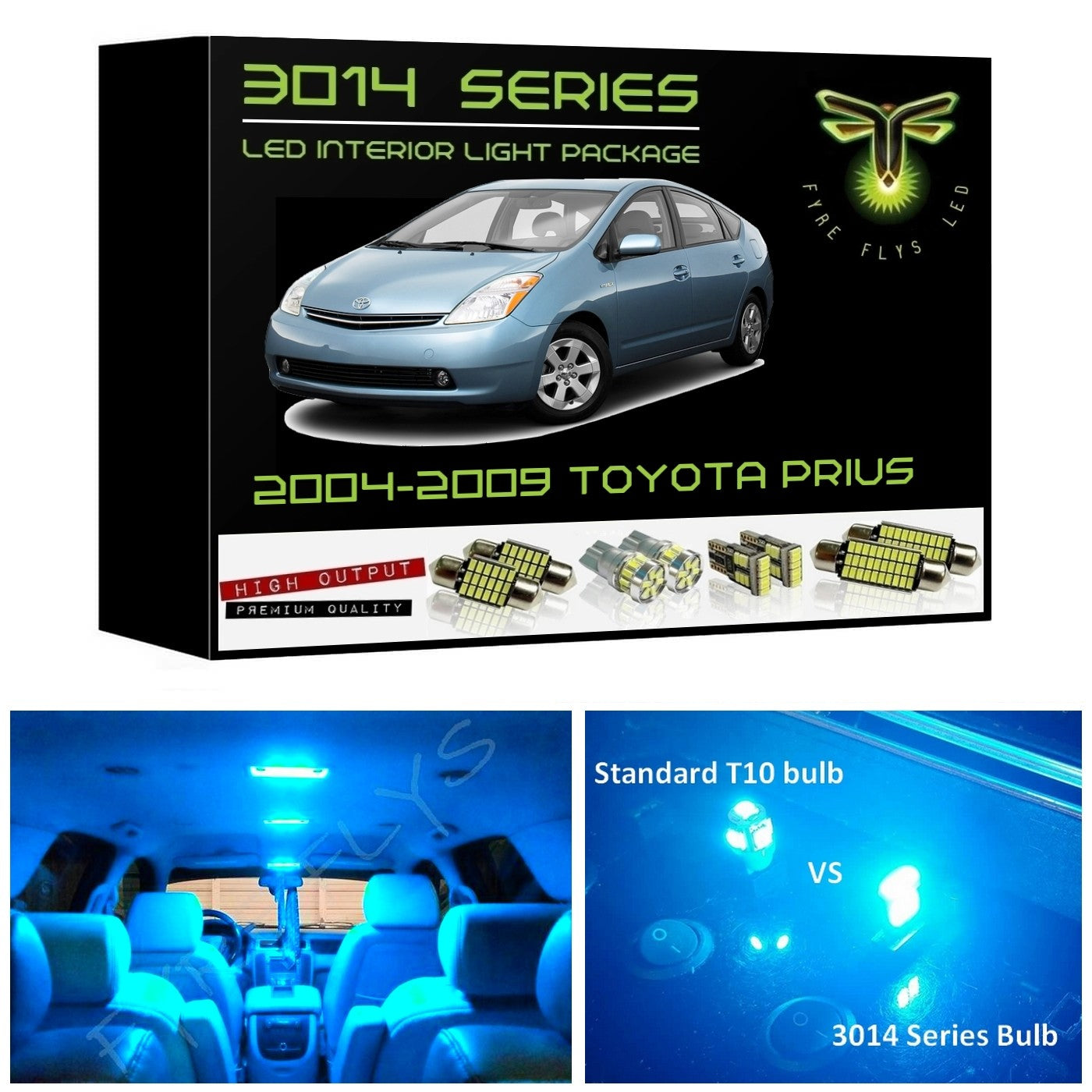 2004-2009 Toyota Prius Super Bright 3014 Series LED interior light kit