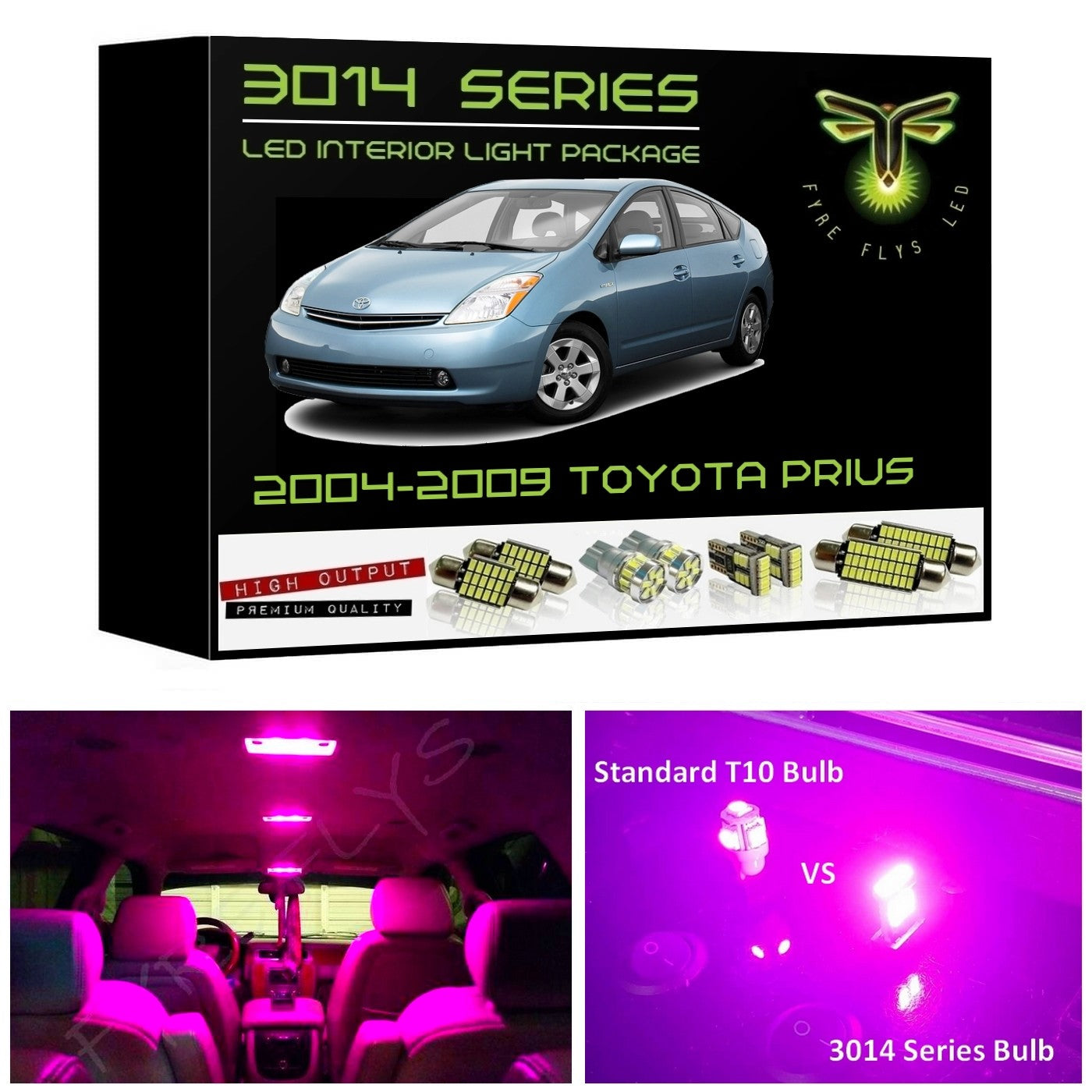 2004-2009 Toyota Prius Super Bright 3014 Series LED interior light kit