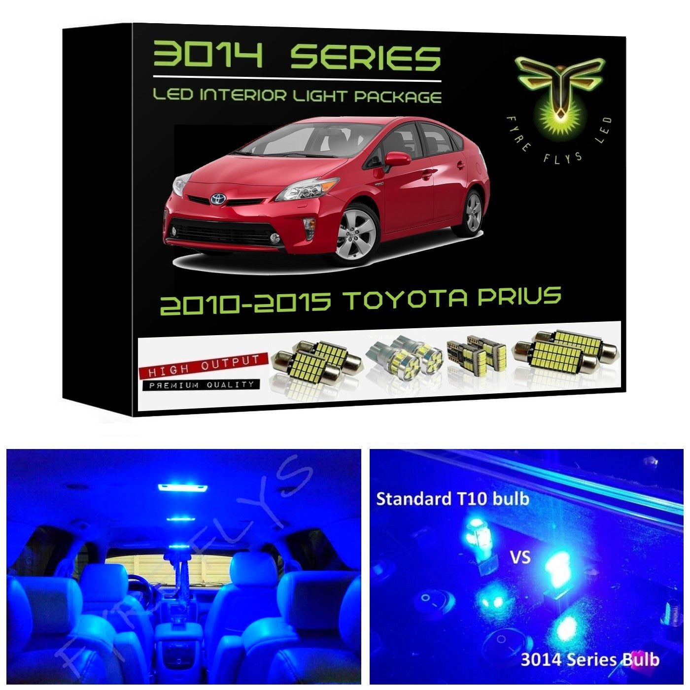 2010-2015 Toyota Prius Super Bright 3014 Series LED interior light kit