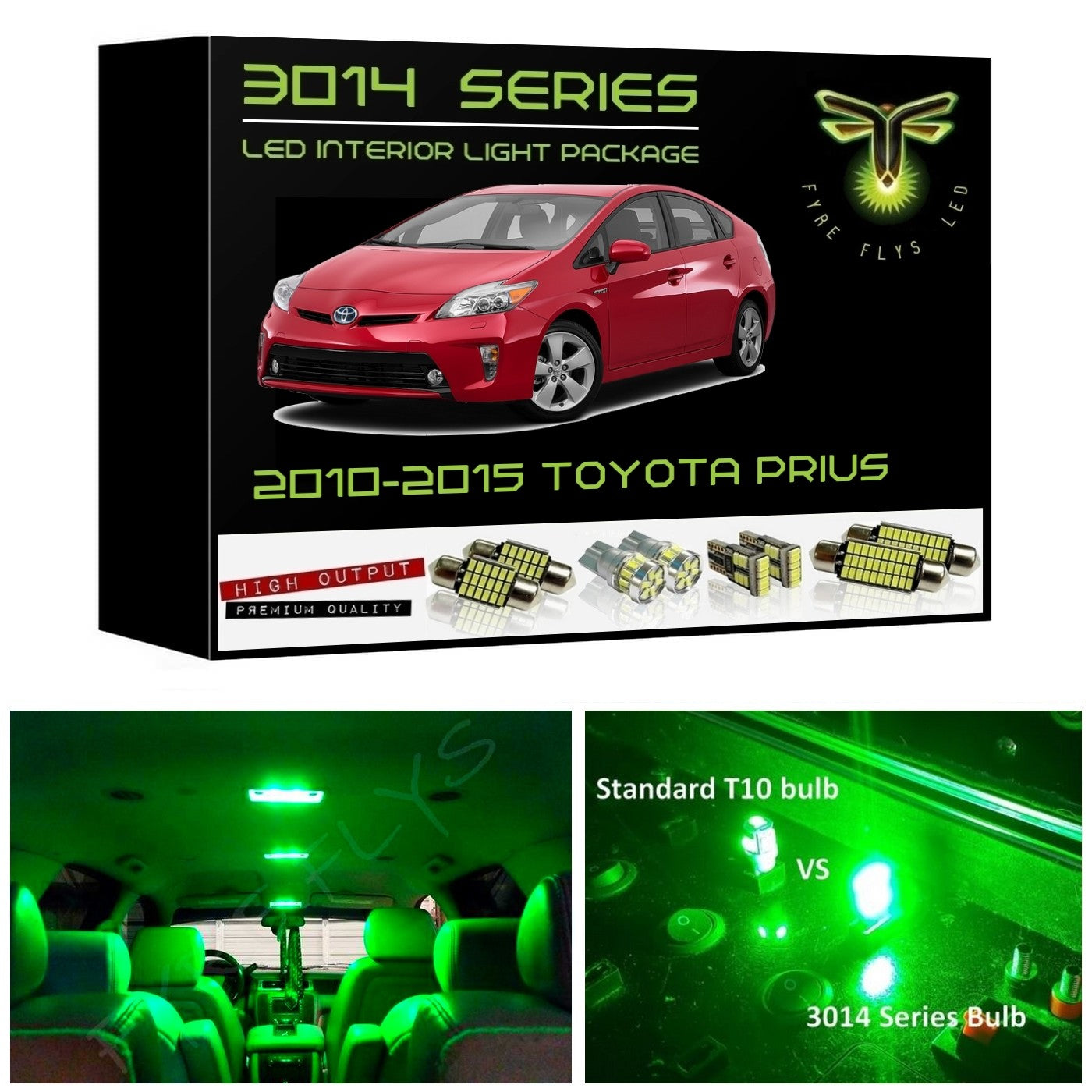 2010-2015 Toyota Prius Super Bright 3014 Series LED interior light kit