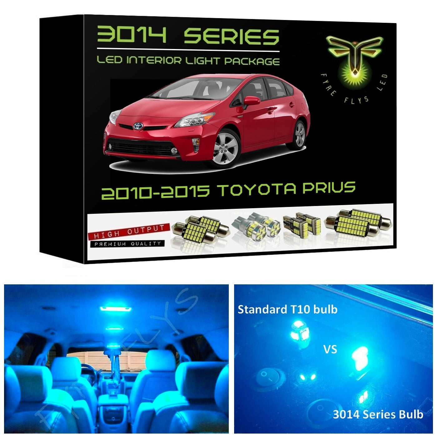 2010-2015 Toyota Prius Super Bright 3014 Series LED interior light kit