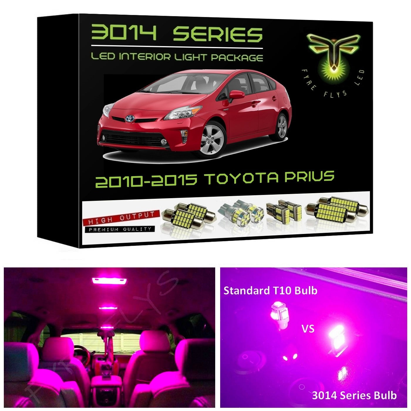 2010-2015 Toyota Prius Super Bright 3014 Series LED interior light kit