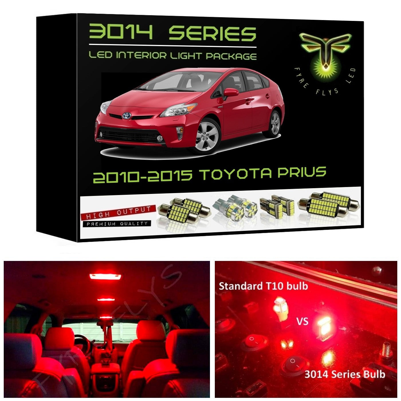 2010-2015 Toyota Prius Super Bright 3014 Series LED interior light kit
